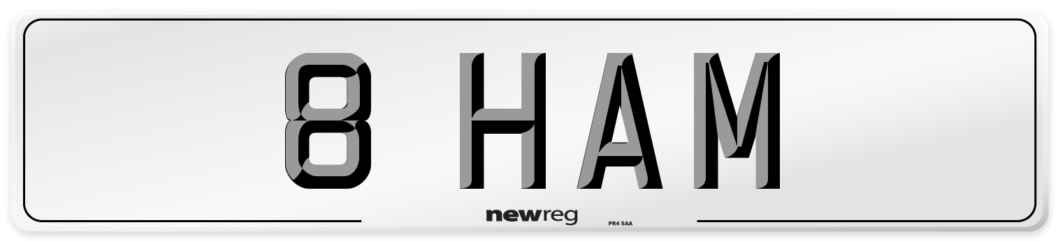 8 HAM Number Plate from New Reg